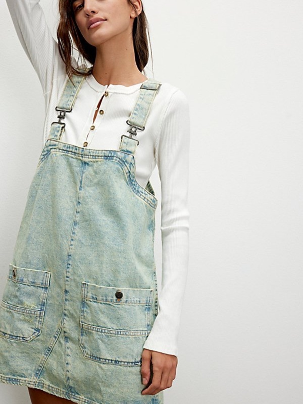 We The Free Light Blue Denim Overall Dress sz. Med